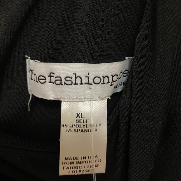 The Fashion Poet Asymmetrical Neck Ruched Dress Black XL New With Tags - Picture 4 of 6